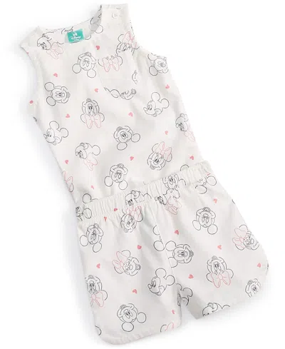 Disney Baby Minnie & Mickey Mouse Printed Tank Top & Shorts, 2 Piece Set In White