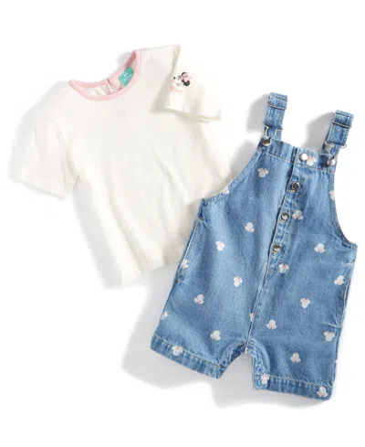 Disney Baby Minnie Mouse T-shirt & Shortall, 2 Piece Set In Multi