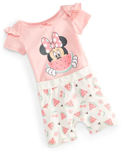 Disney Baby Minnie Mouse Watermelon Bodysuit & Shorts, 2 Piece Set In Orange