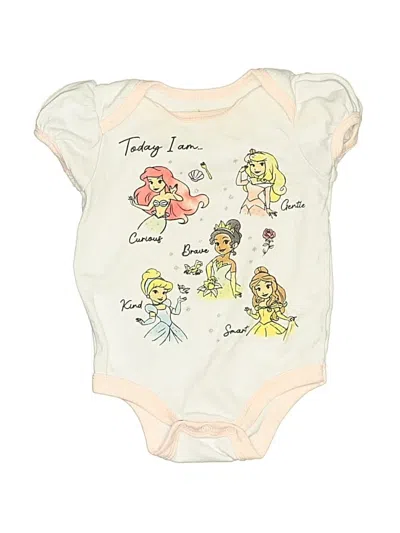 Pre-owned Disney Baby Babies' Short Sleeve Onesie In Ivory