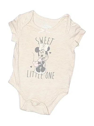 Pre-owned Disney Baby Babies' Short Sleeve Onesie In Ivory