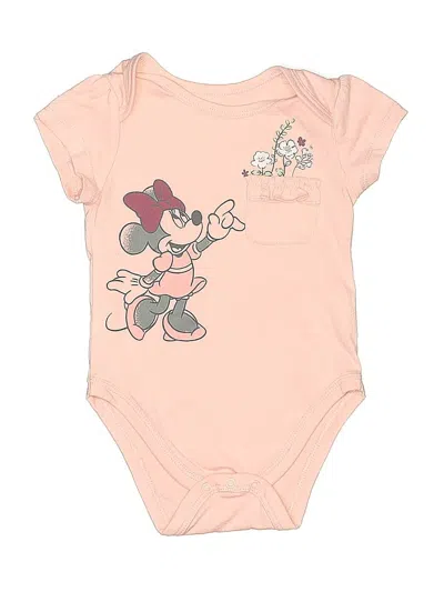 Pre-owned Disney Baby Babies' Short Sleeve Onesie In Pink