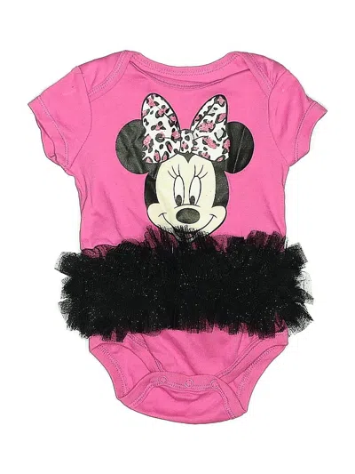 Pre-owned Disney Baby Babies' Short Sleeve Onesie In Pink