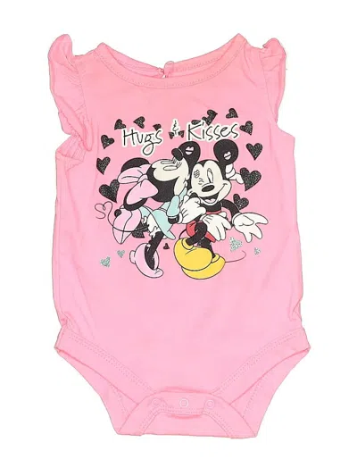 Pre-owned Disney Baby Babies' Short Sleeve Onesie In Pink