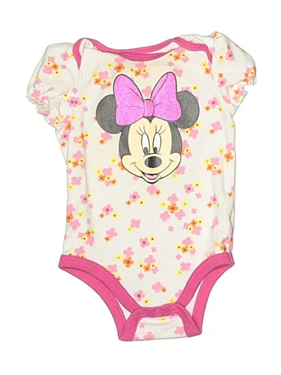Pre-owned Disney Baby Babies' Short Sleeve Onesie In Pink