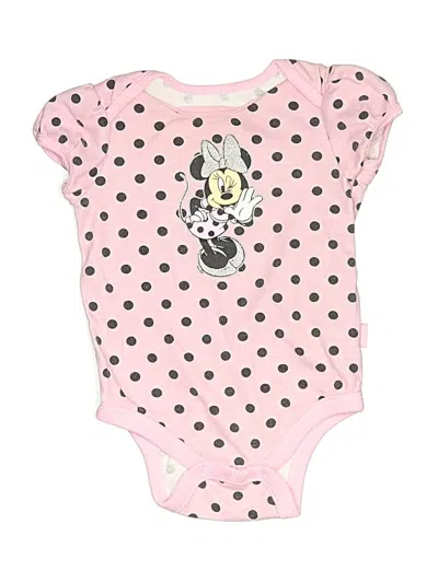 Pre-owned Disney Baby Babies' Short Sleeve Onesie In Pink