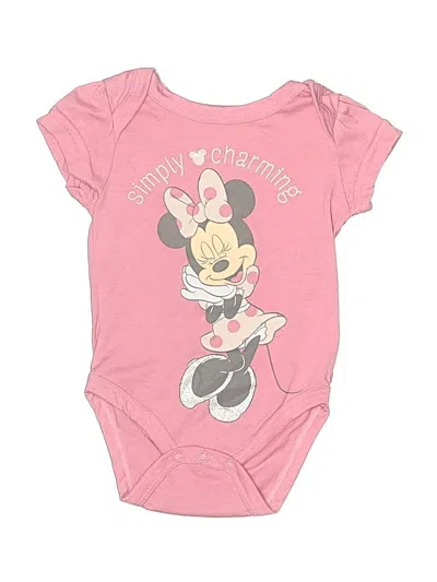 Pre-owned Disney Baby Babies' Short Sleeve Onesie In Pink
