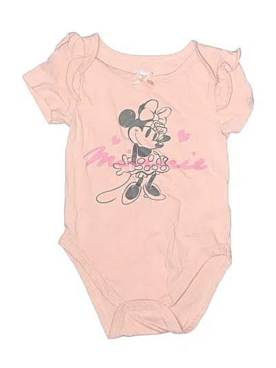 Pre-owned Disney Baby Babies' Short Sleeve Onesie In Pink