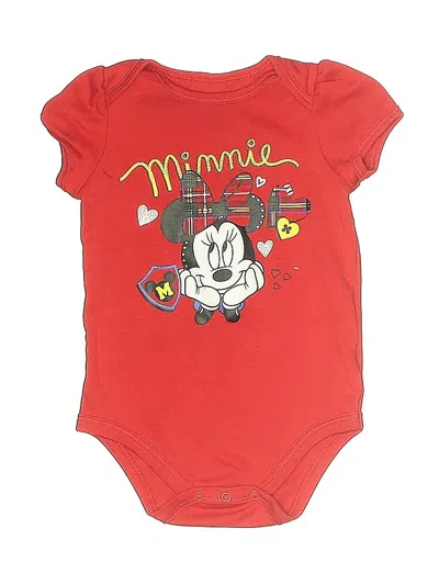 Pre-owned Disney Baby Babies' Short Sleeve Onesie In Red