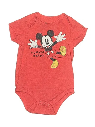 Pre-owned Disney Baby Babies' Short Sleeve Onesie In Red
