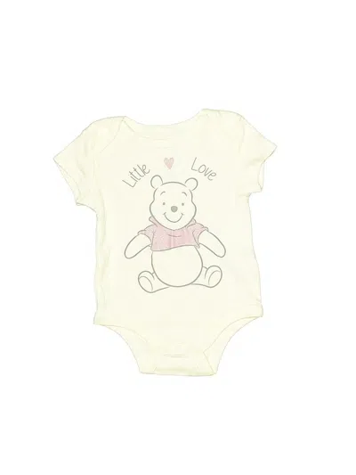 Pre-owned Disney Baby Babies' Short Sleeve Onesie In White