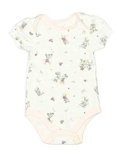 Pre-owned Disney Baby Babies' Short Sleeve Onesie In White