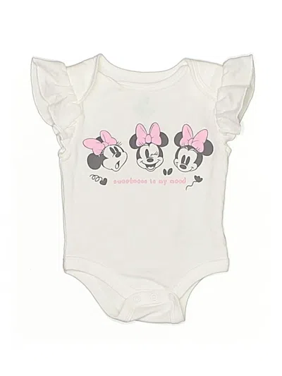 Pre-owned Disney Baby Babies' Short Sleeve Onesie In White