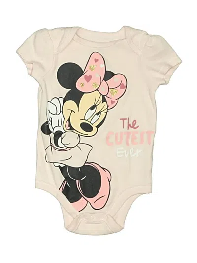 Pre-owned Disney Baby Babies' Short Sleeve Onesie In White