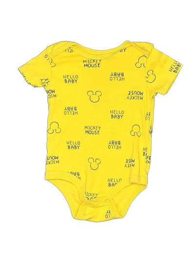 Pre-owned Disney Baby Babies' Short Sleeve Onesie In Yellow
