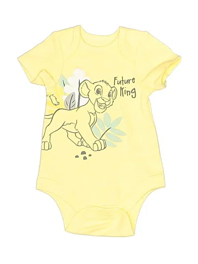 Pre-owned Disney Baby Babies' Short Sleeve Onesie In Yellow