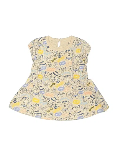 Pre-owned Disney Baby Babies' Short Sleeve Top Yellow Keyhole Neckline Tops
