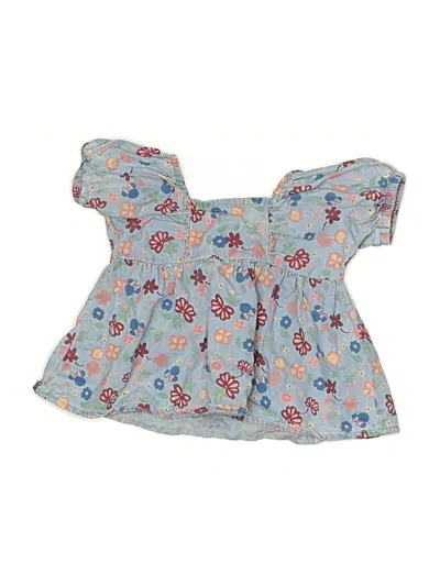 Pre-owned Disney Baby Babies' Tube Top Blue Floral Pattern Square Neckline Tops