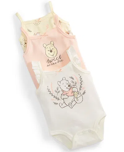 Disney Baby Winnie-the-pooh Bodysuits, Pack Of 3 In Assorted
