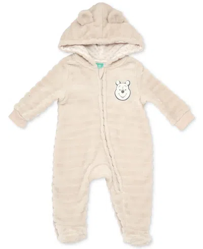 Disney Baby Winnie-the-pooh Faux-fur Footed Pram Coverall In Beige