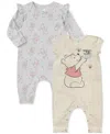 Disney Baby Winnie-the-pooh Long-sleeve Coverall & Short-sleeve Romper, 2 Pack In Light Gray