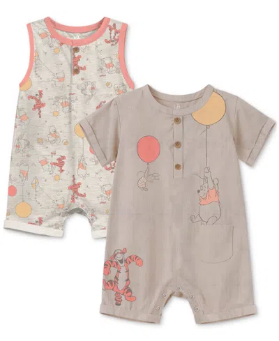Disney Baby Winnie-the-pooh Rompers, 2 Pack In Tan