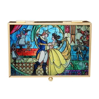 Disney Kids'  Beauty And The Beast Stained Glass Jewelry Box In Multi