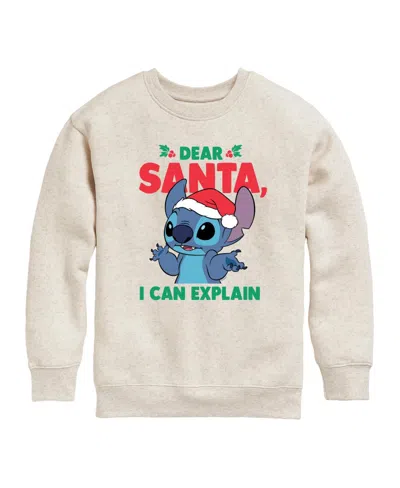 Disney Kids' Big Girls Lilo Stitch Dear Santa Graphic Fleece Top In Beige,khaki