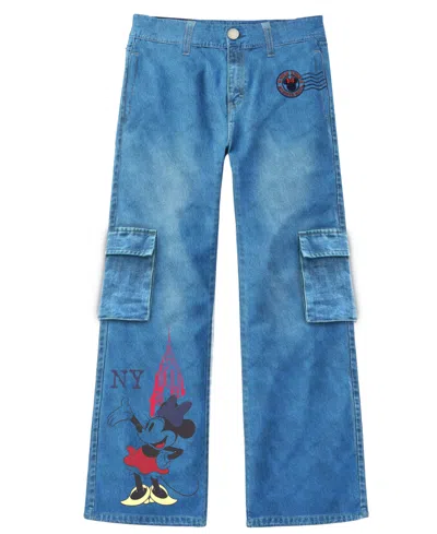 Disney Kids' Big Girls Minnie Cargo Denim Jeans In Blue