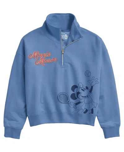 Disney Kids' Big Girls Minnie French Terry Long Sleeve Tennis Top