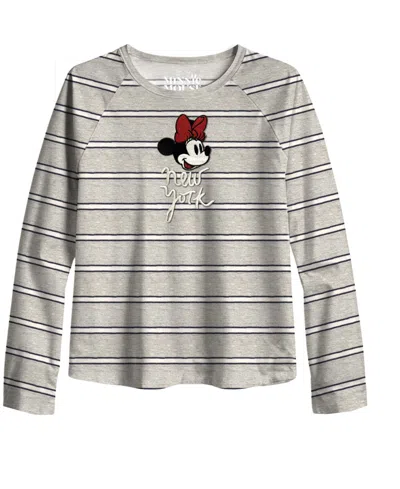 Disney Kids' Big Girls Minnie New York Long Sleeve T-shirt In Gray