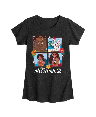 Disney Kids' Big Girls Moana 2 Grid Graphic Short Sleeve Tee In Black