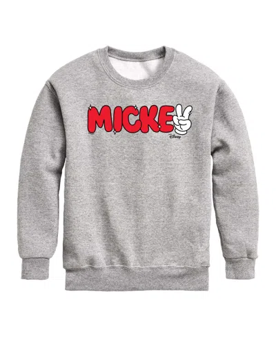 Disney Kids' Boys' 8-20 Mickey Peace Sign Crewneck Fleece Sweatshirt In Animal Print