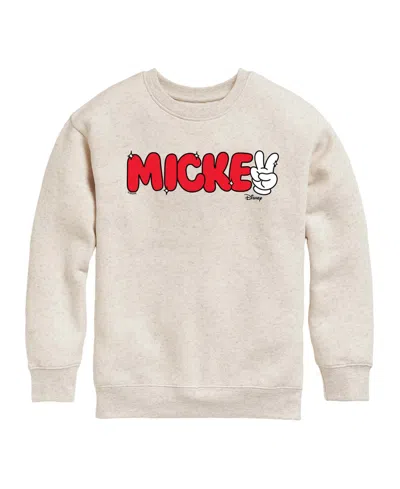 Disney Kids' Boys' 8-20 Mickey Peace Sign Crewneck Fleece Sweatshirt In Multi