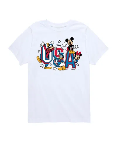 Disney Babies' Boys' Toddler 2t-5t Mickey And Friends Usa Short-sleeve Graphic T-shirt In White