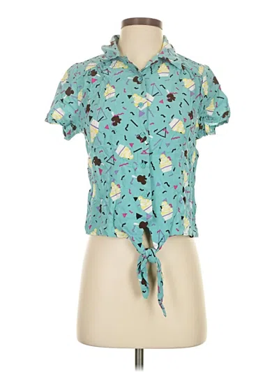 Pre-owned Disney By Her Universe Short Sleeve Blouse In Blue