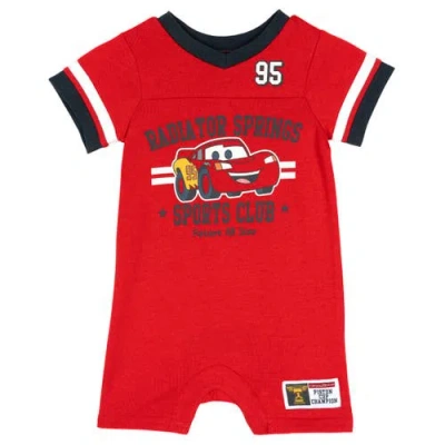 Disney Babies'  Cars Lightning Mcqueen Athletic One Piece Romper In Red