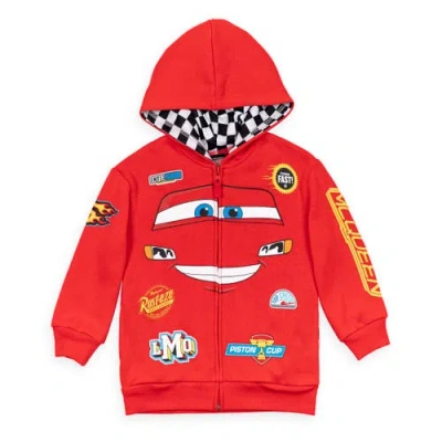 Disney Kids'  Cars Lightning Mcqueen Fleece Zip-up Hoodie In Red