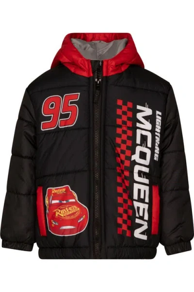 Disney Kids'  Cars Lightning Mcqueen Hooded Zip-up Puffer Coat In Multi