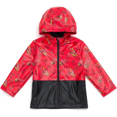 Disney Kids'  Cars Lightning Mcqueen Hooded Zip-up Rain Jacket In Red