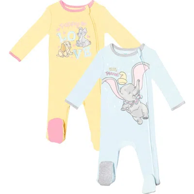 Disney Classics Baby Girls' 2-pack Footed Sleep N' Play Coveralls In Multi