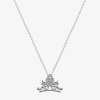 Disney Classics Fairy Tale Womens Crystal Pure Silver Over Brass Crown 16 Inch Pendant Necklace In Silver