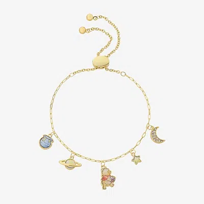 Disney Classics Womens 14k Gold Over Brass 8 Inch Semisolid Link Winnie The Pooh Chain Bracelet In Yellow