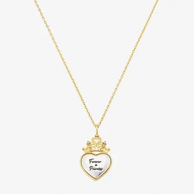 Disney Classics Womens Crystal 10k Gold Over Brass Pure Silver Over Brass Heart 16 Inch Pendant Necklace In Yellow