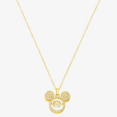 Disney Classics Womens Cubic Zirconia 16 Inch Pendant Necklace In Yellow
