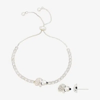 Disney Classics Womens Cubic Zirconia Pure Silver Over Brass Snoopy 3-pc. Jewelry Set