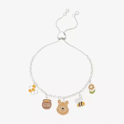 Disney Classics Womens Flower Winnie The Pooh Bolo Bracelet In Silver