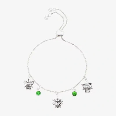 Disney Classics Womens Green Crystal Toy Story Bolo Bracelet In Silver