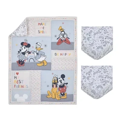Disney Collection 3-pc. Mickey And Friends Crib Bedding Set In Blue