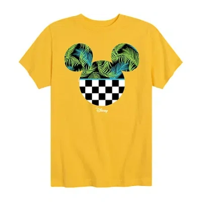 Disney Collection Big Kid Boys Crew Neck Short Sleeve Regular Fit Mickey Mouse Graphic T-shirt In Yellow